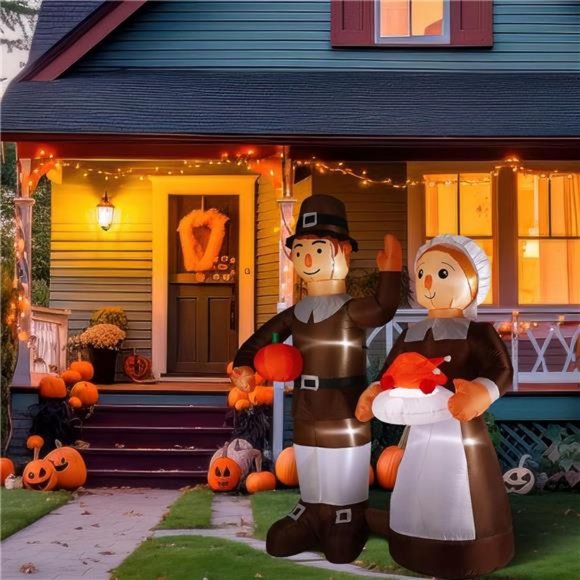 7.5 Feet Thanksgiving Pilgrim Inflatables Outdoor Decorations - Picture 5 of 6